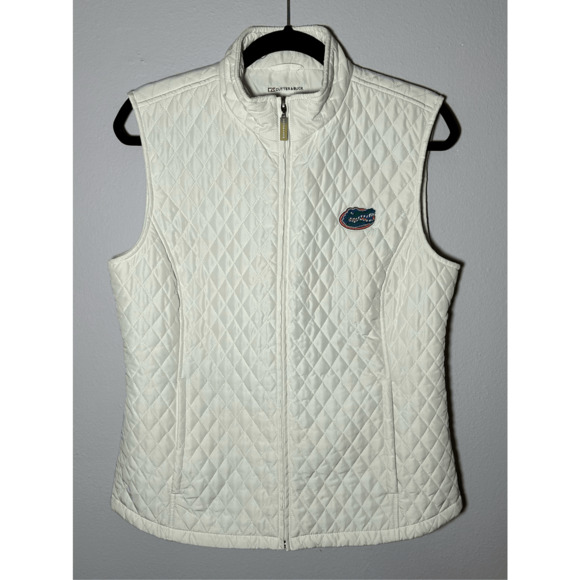Florida Gators Women’s White Quilted Vest Jacket Cutter & Buck SEC Store Sz M - Picture 1 of 9